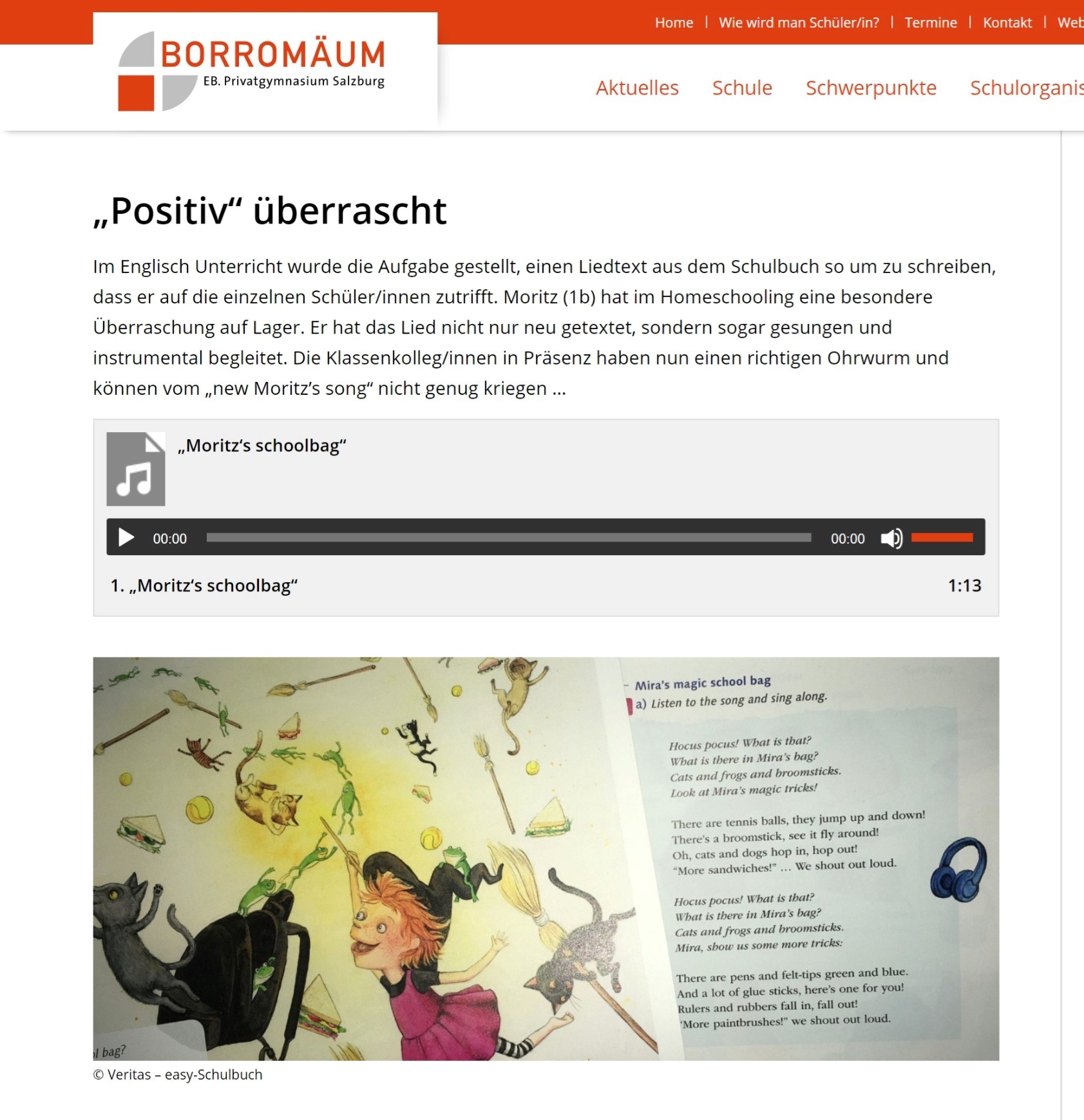 Website des PG Borromäum in Salzburg