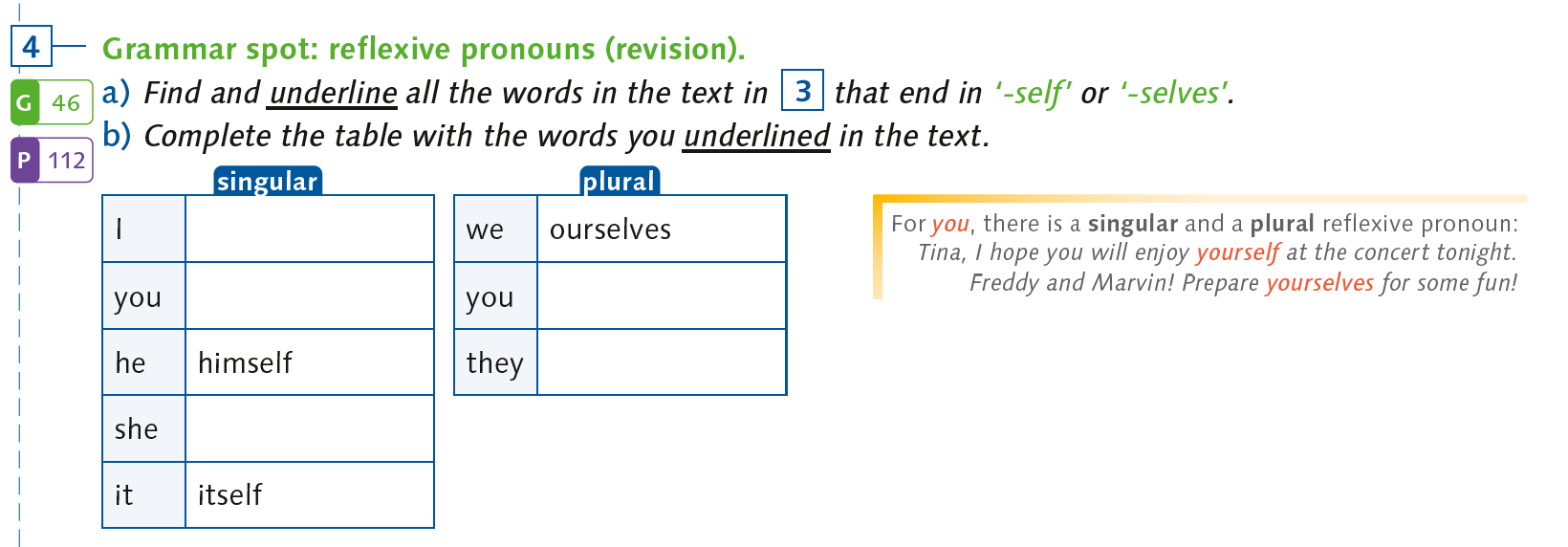 Grammatik-Vermittlung easy 3 book p 109 reflexive pronouns