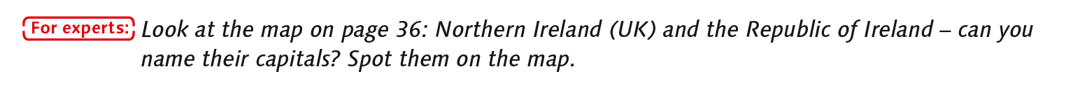 Grammatik-Vermittlung: easy 3 book p 34 for experts look at the map 