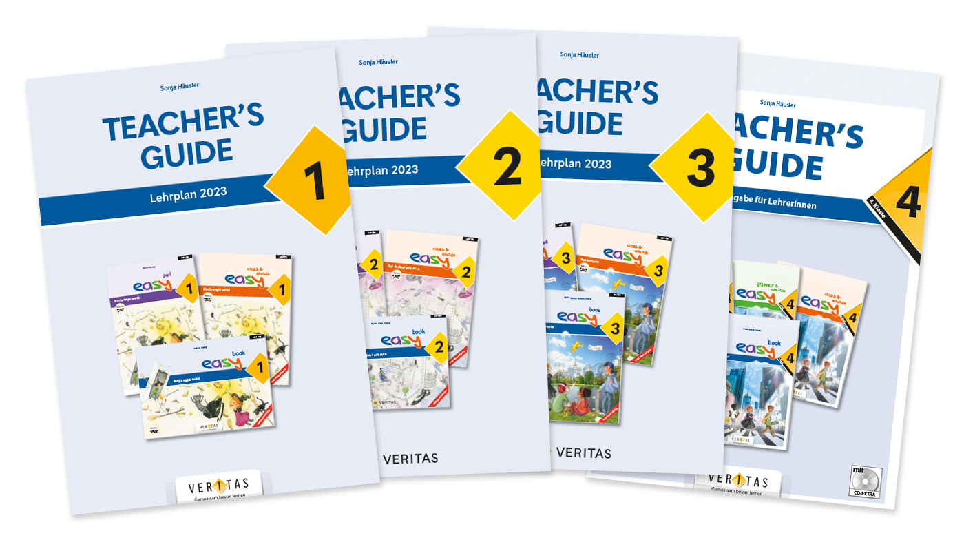 Cover-Fächer der easy Teacher Guides 1-4