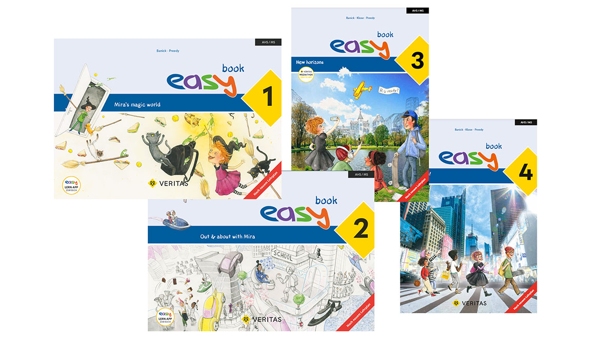 Die Covers der Bände easy 1, 2, 3 und vier.