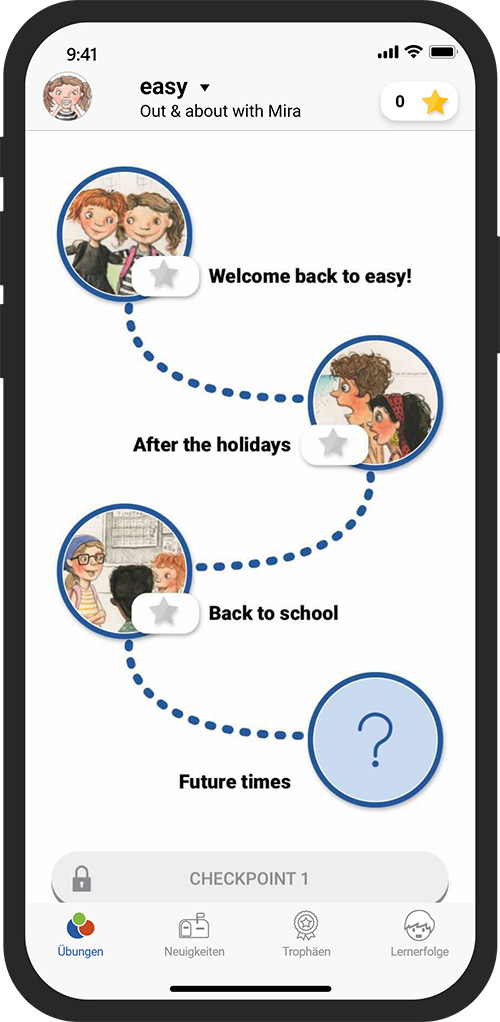 Die Oberfläche der easy1-App montiert in einen Smartphone-Rahmen