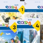 Collage aus den Covers von easy 1 bis 4 und einer lächelnden Lehrerin mit einem Tablet